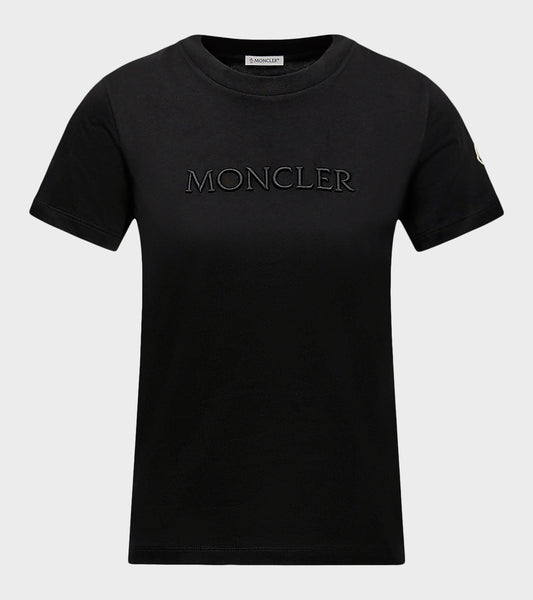Embroidered Tonal Logo Cotton T-shirt Black