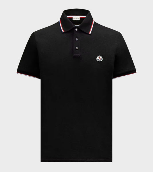 S/S Tricolour Polo Black