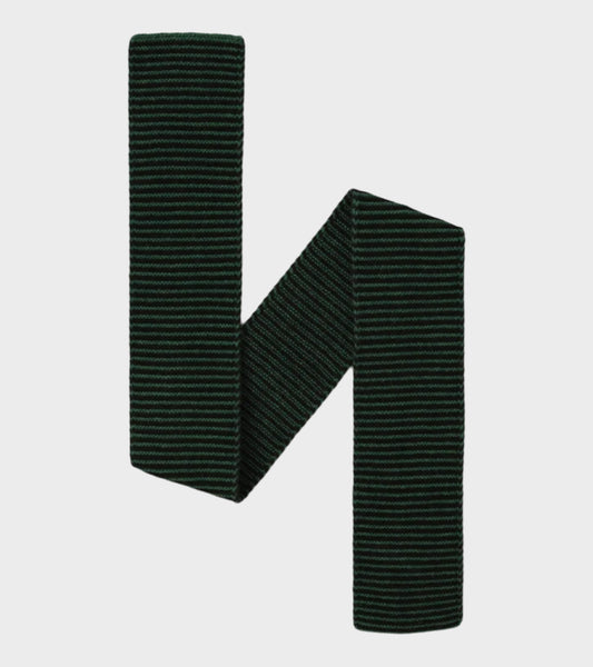 Small Garter Stitch Scarf Black/Asparagus