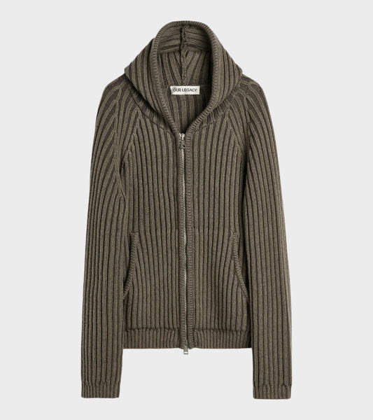 Level Hood Sage Stripe Dry Merino Wool Grey