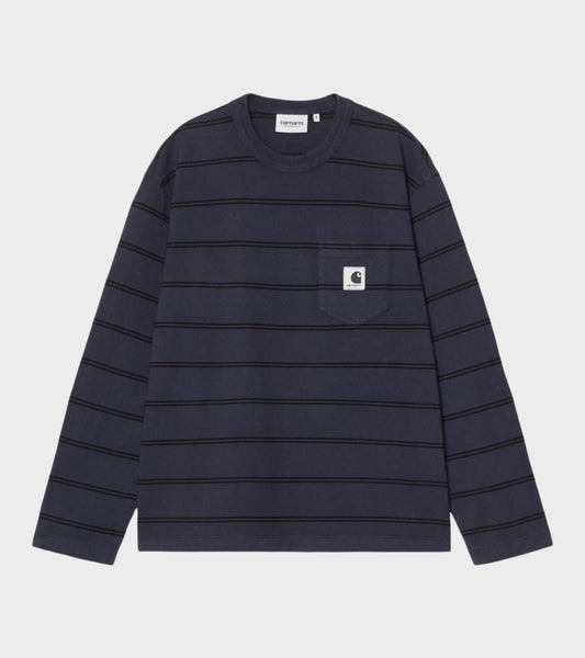 W' L/S Cardona Pocket T-Shirt Natural/Dark Navy