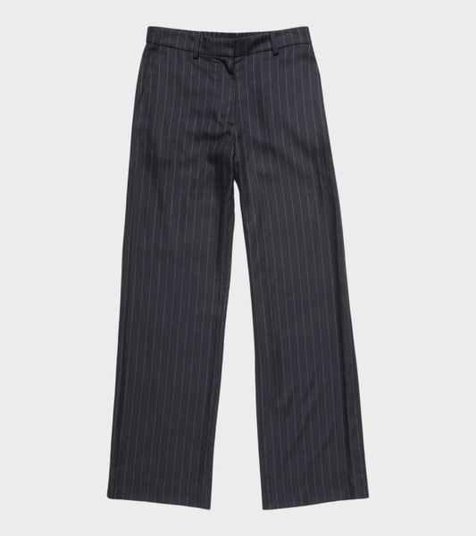 Pinstripe Wool Trousers Navy Blue
