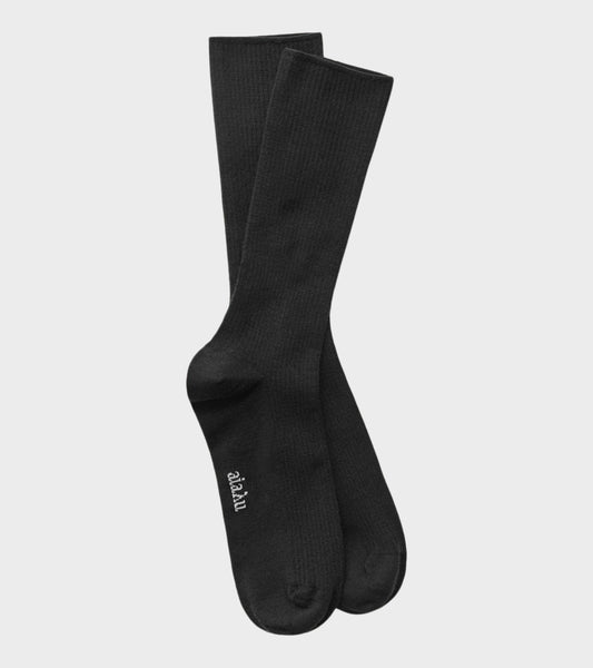 Wool Rib Socks Black