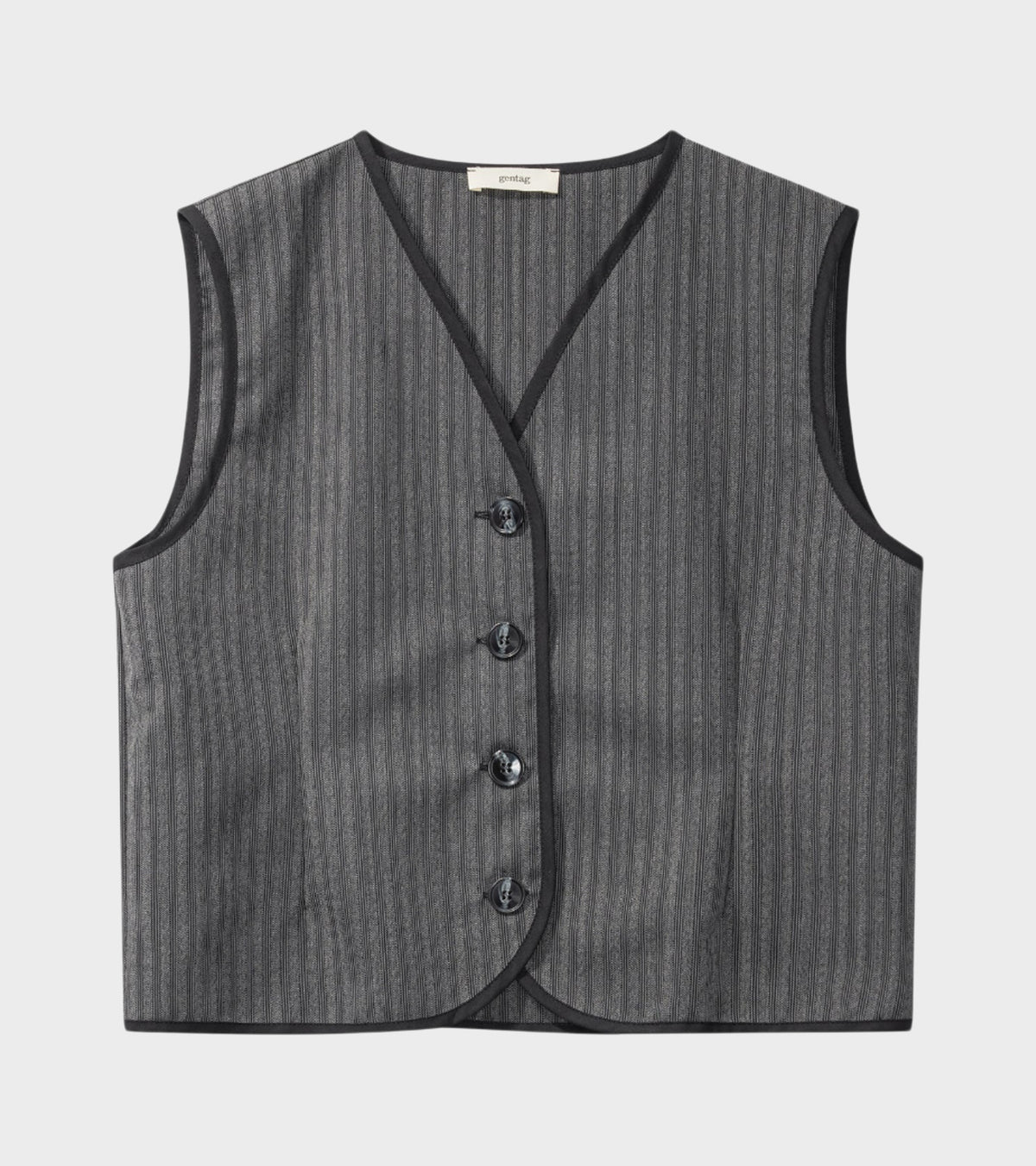 Jane Vest Vintage Stripe Wool Grey