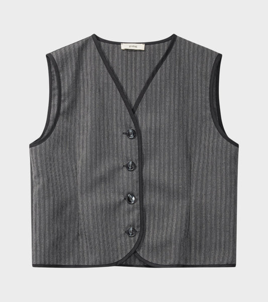 Jane Vest Vintage Stripe Wool Grey