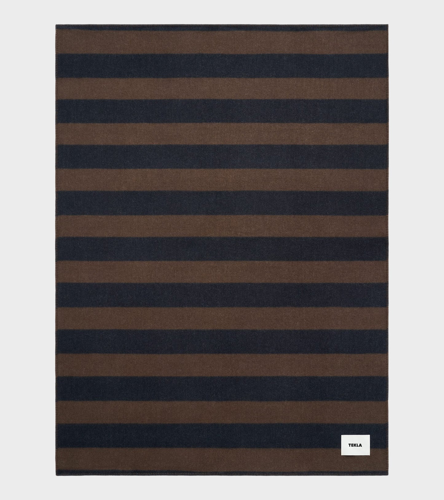 Lambswool Blanket Walnut & Dust Blue Stripes