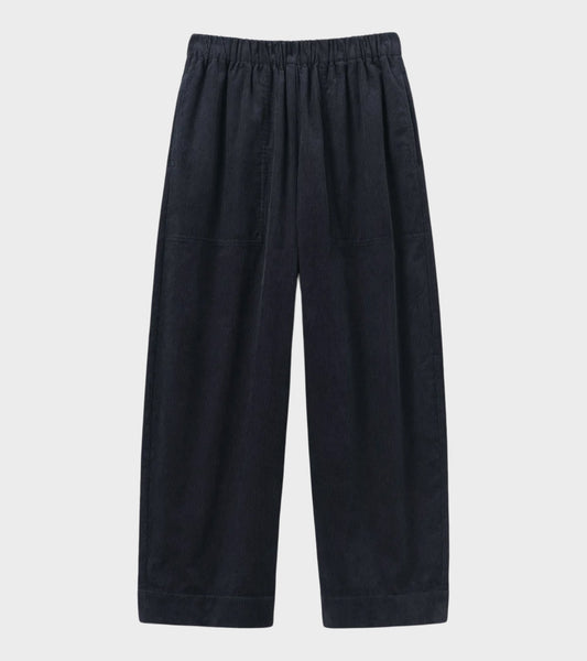 Organic Cord Barrel Leg Trousers Midnight