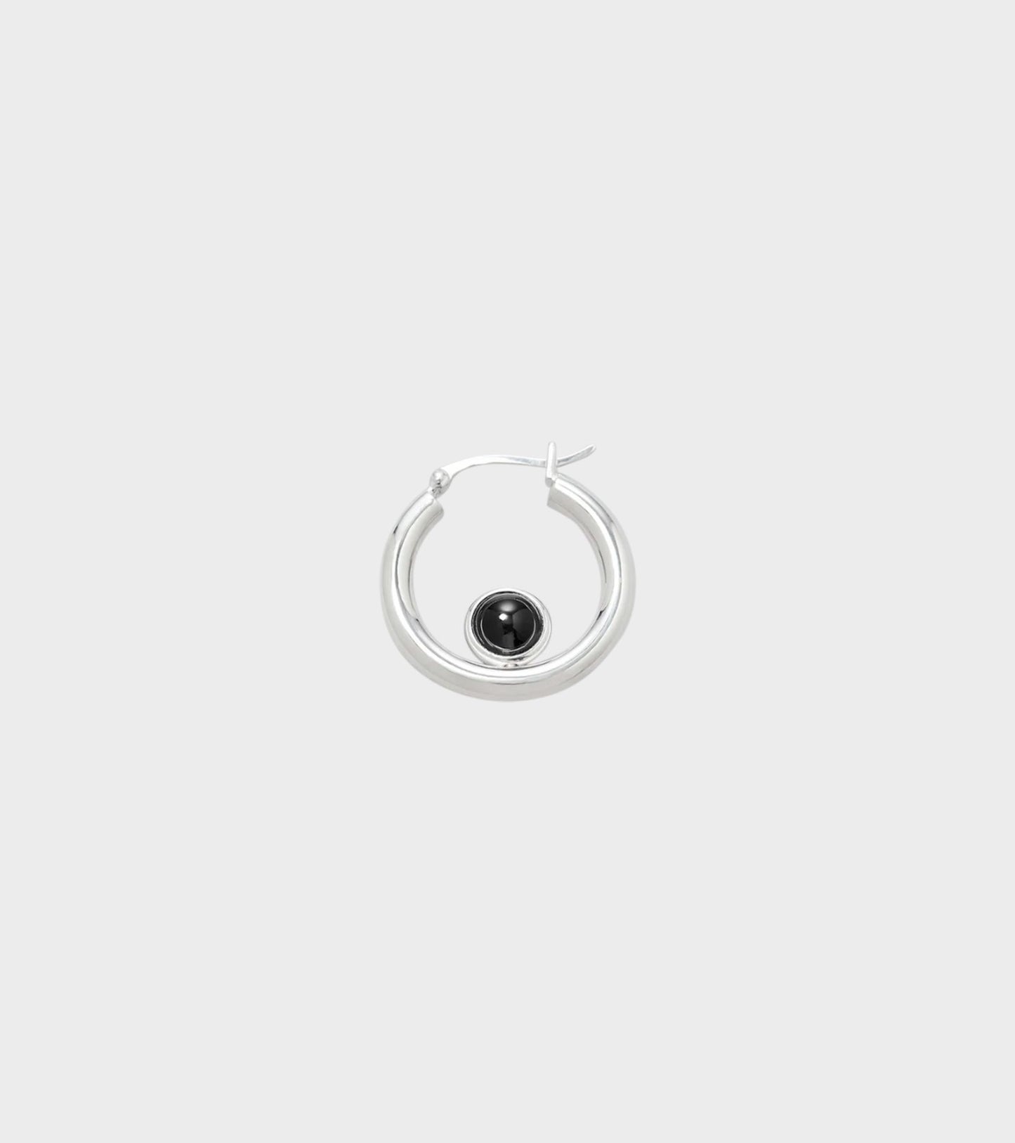 Onyx Hoop Silver