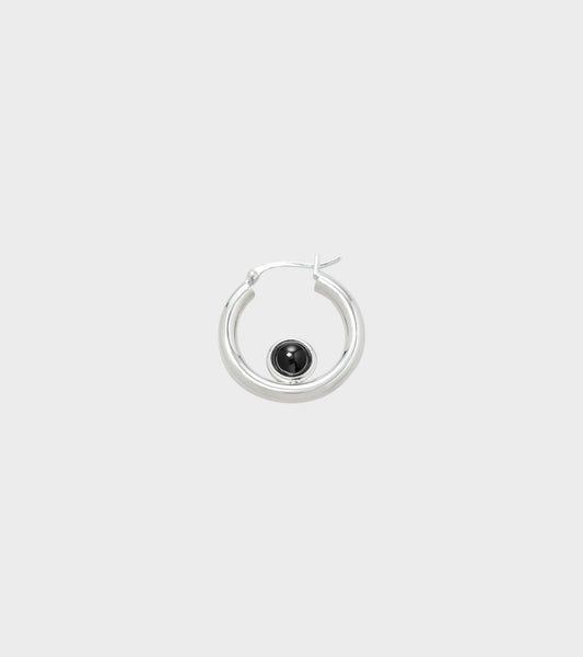 Onyx Hoop Silver