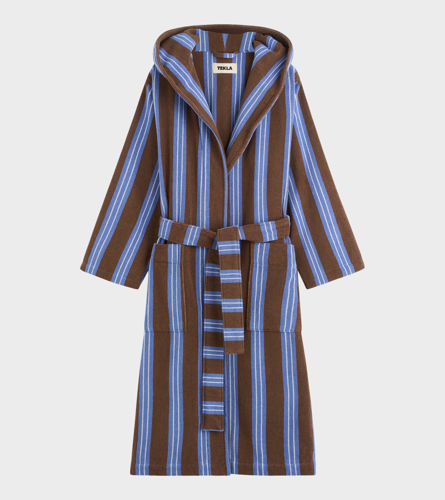 Hooded Bathrobe Chestnut Stripes