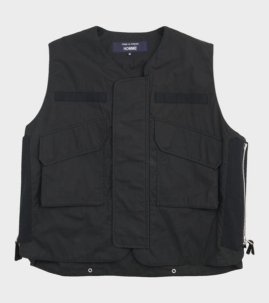 Cotton Vest with Zippers Black