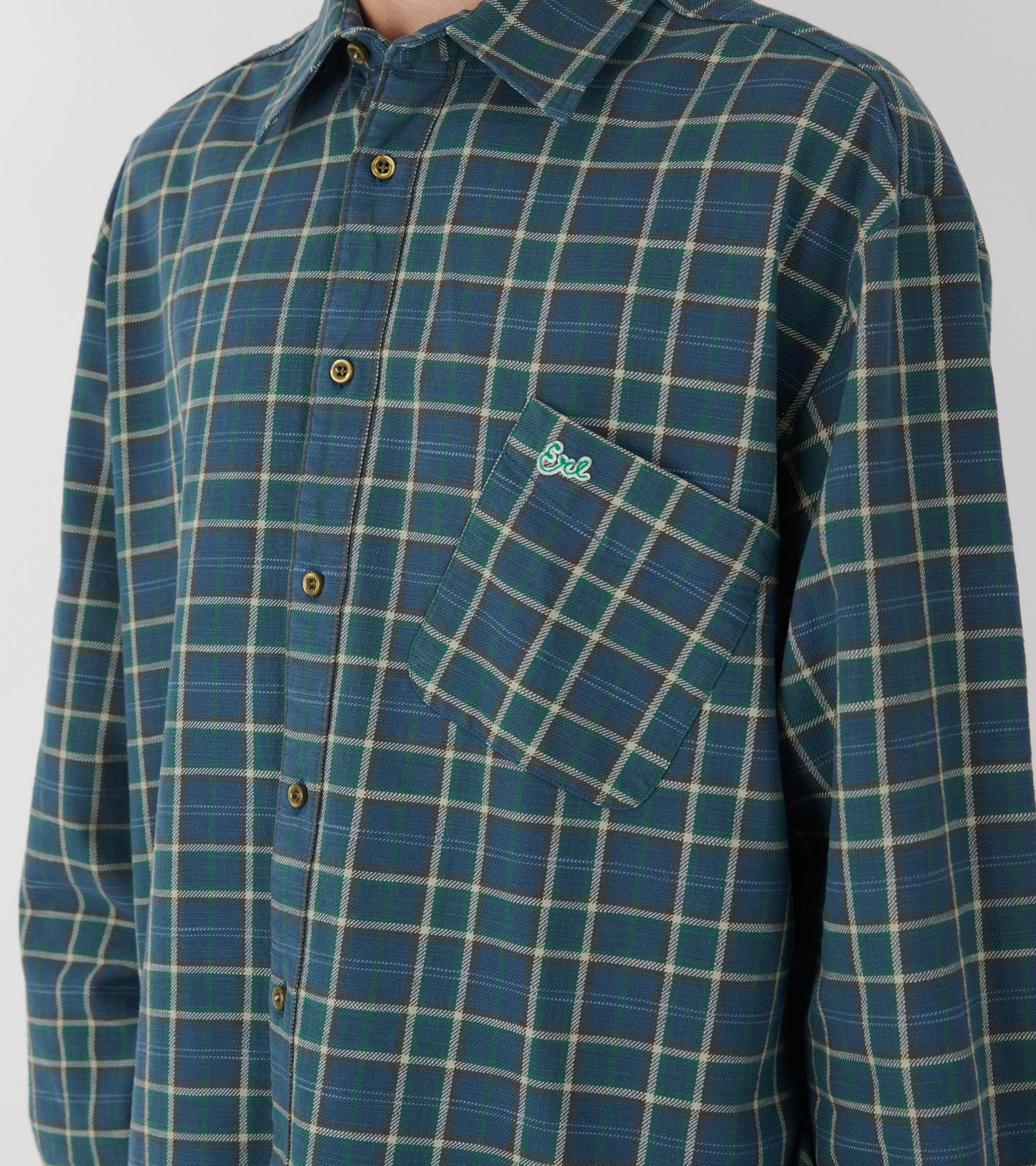 Relaxed Plaid Check Overshirt Green/Blue Mix
