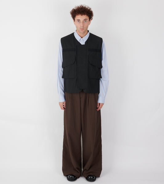 Cotton Vest with Zippers Black