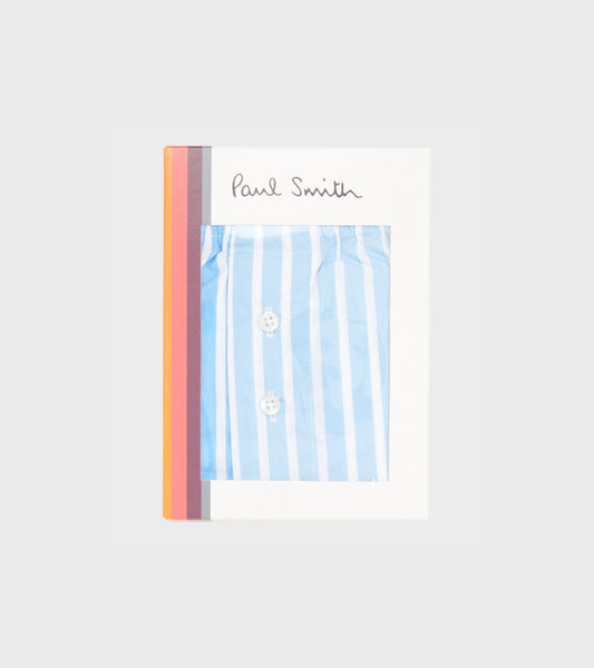 Striped Cotton Boxers Light Blue/White