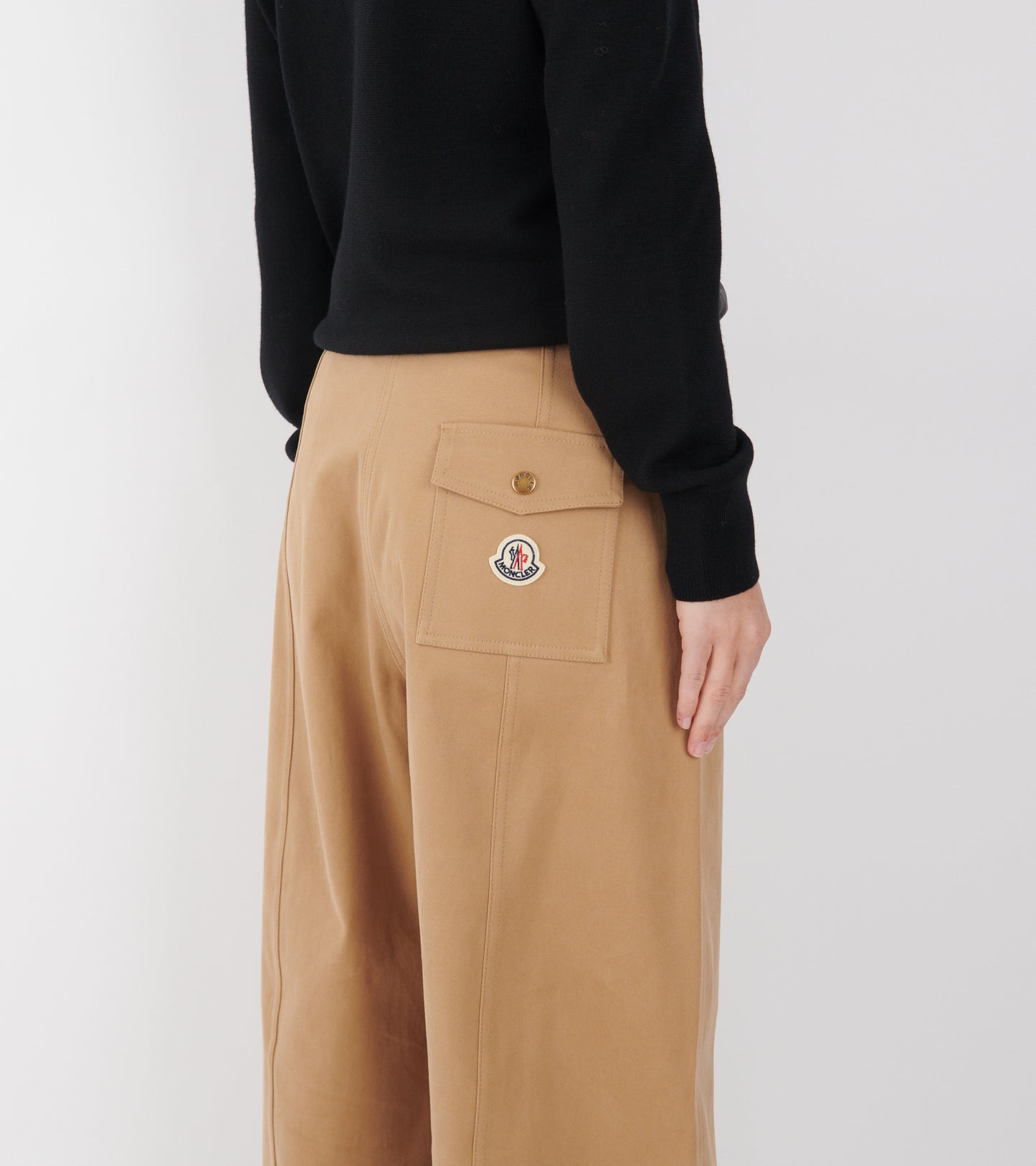 Straight Leg Cotton Trousers Beige
