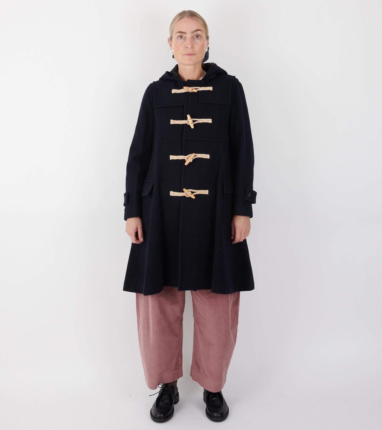 Hooded Wool Coat Navy