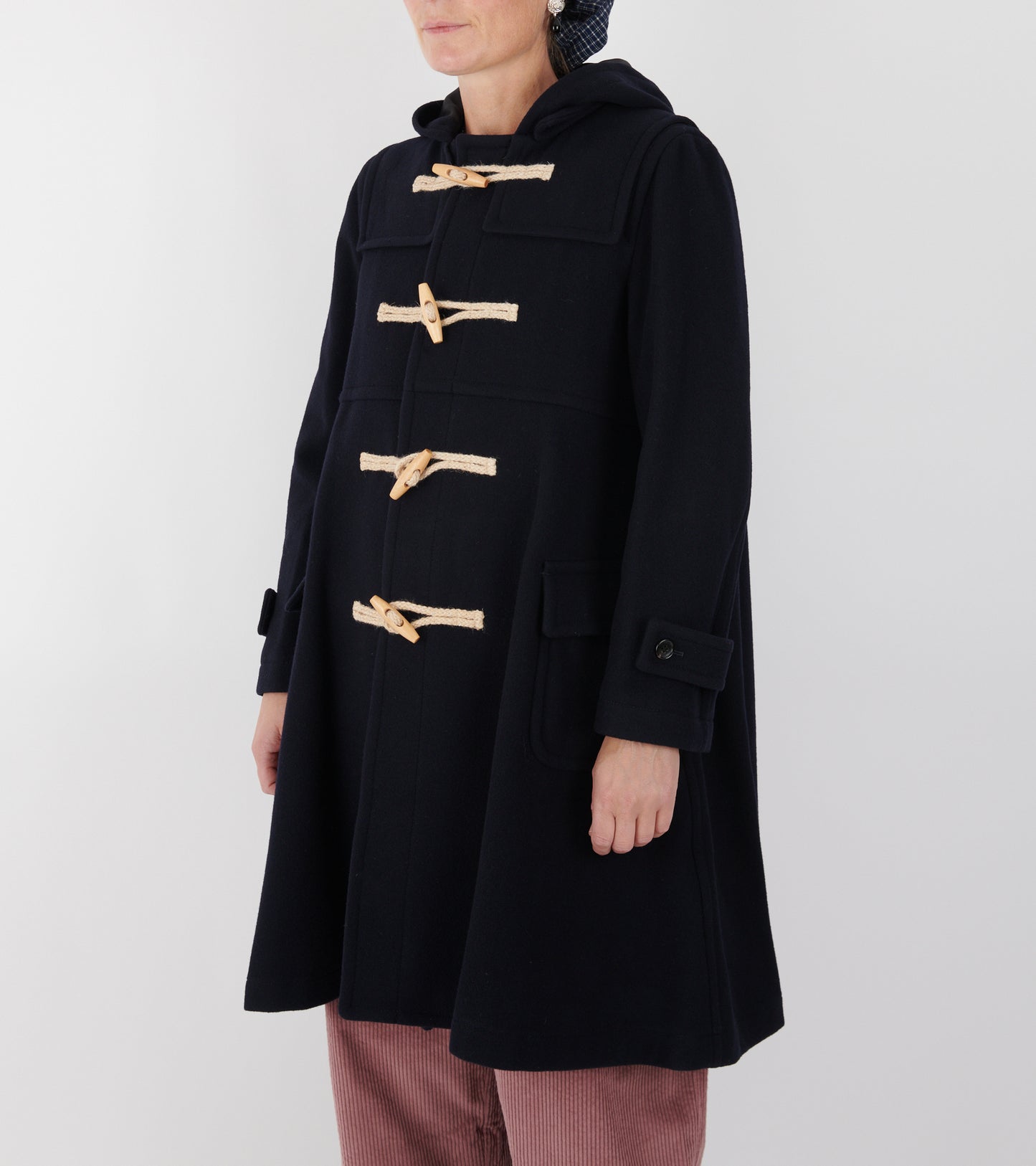 Hooded Wool Coat Navy