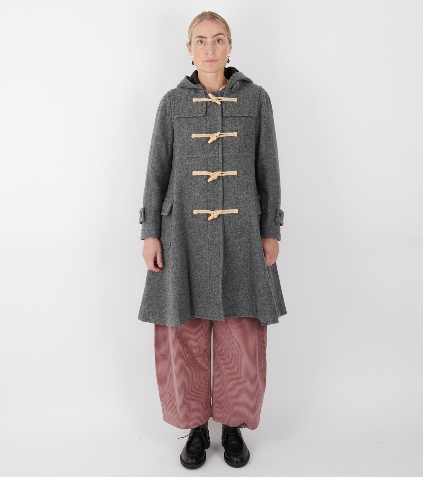 Hooded Wool Coat Grey