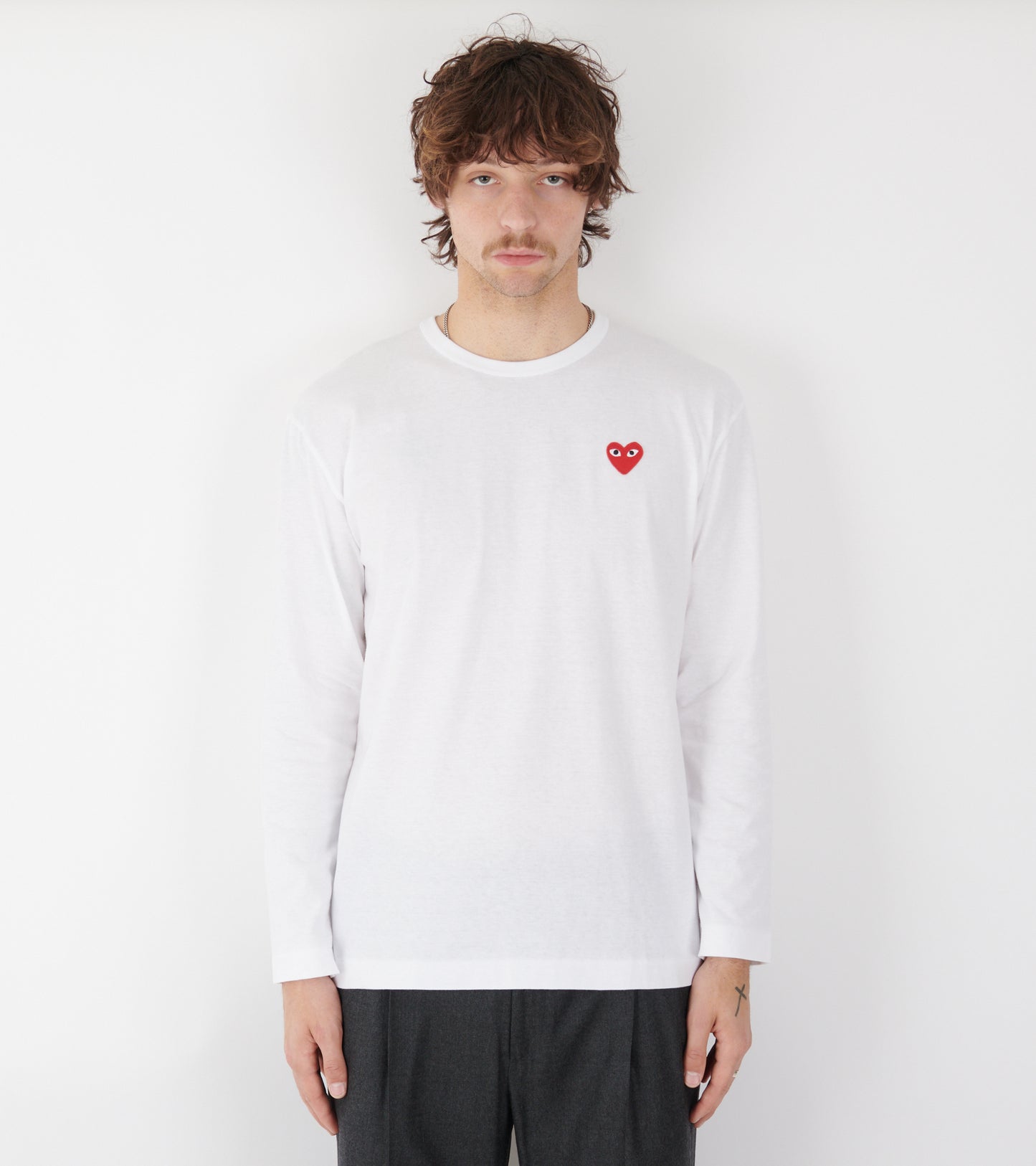 U Red Heart LS T-Shirt White