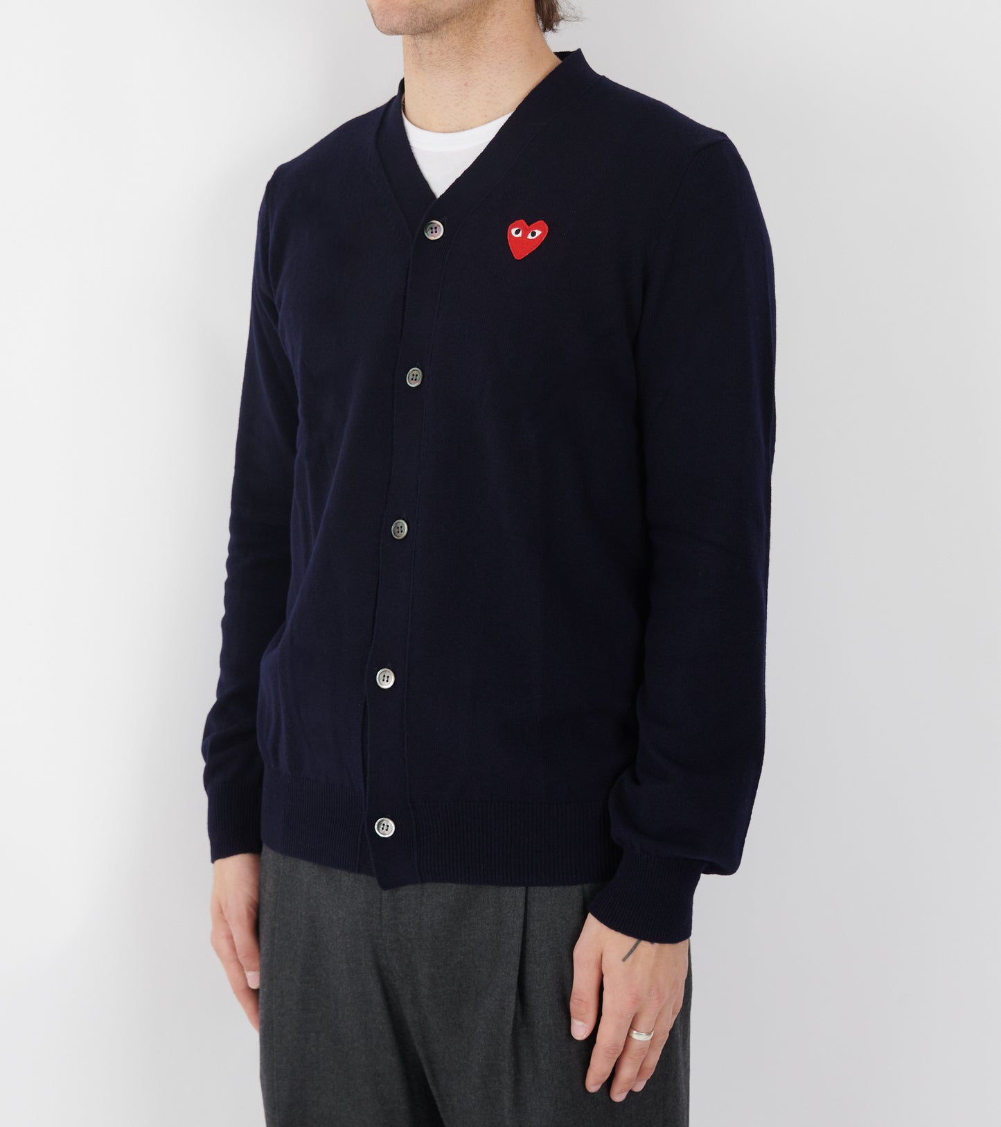 U Red Heart V-neck Cardigan Navy