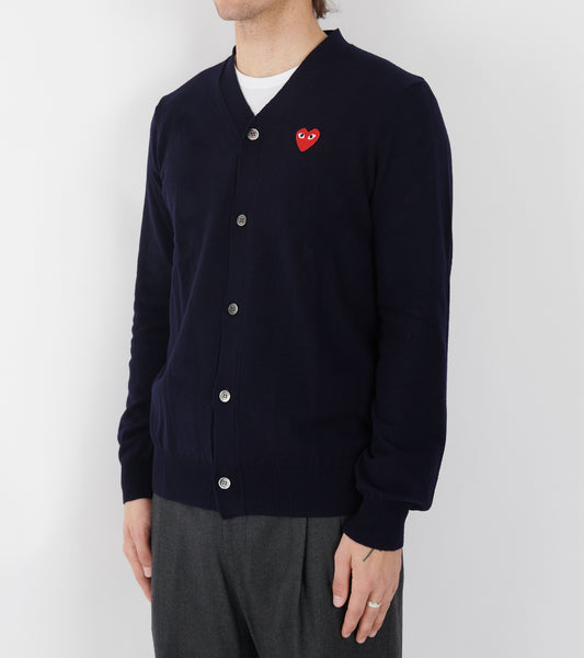 U Red Heart V-neck Cardigan Navy