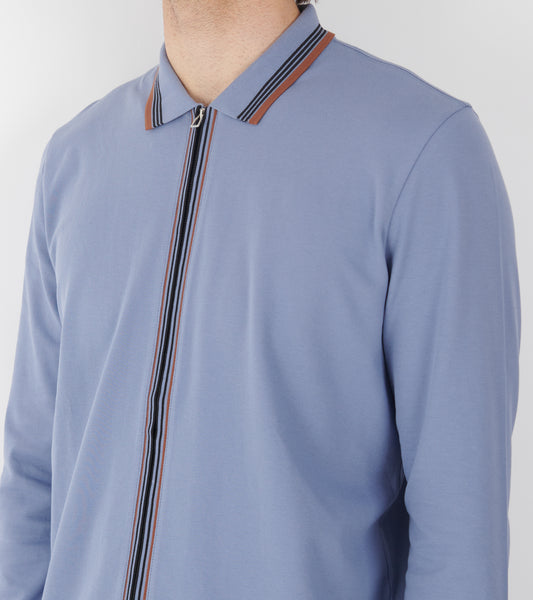 Full Zip Polo Sky Blue