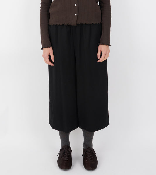 Wide Cropped Wool Pants Black