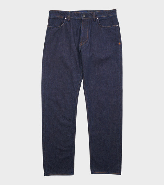 Indigo Denim Rinsed Straight Jeans Dark Blue
