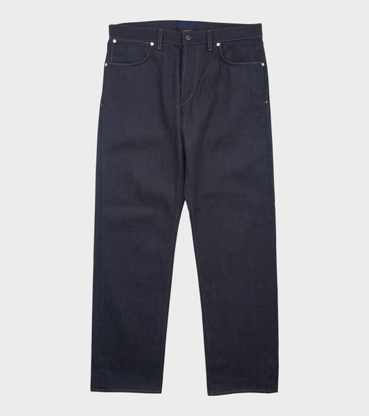 Selvedge Indigo Denim Raw Straight Jeans Dark Blue