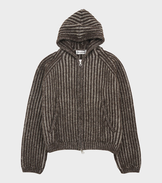 W Level Hood Vanise Brown Stripe Isles Wool