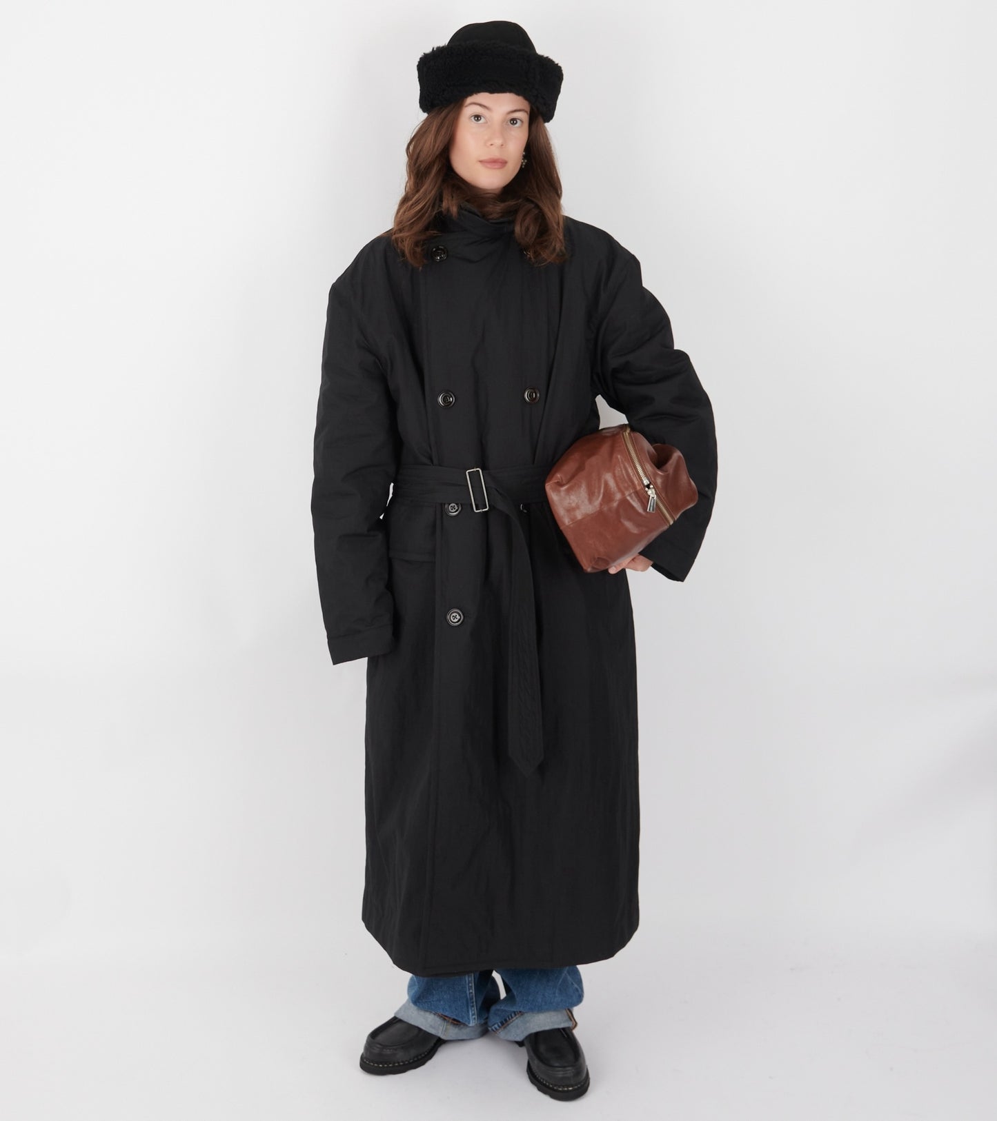 W Duvet Trench Black Tide Cotton Nylon