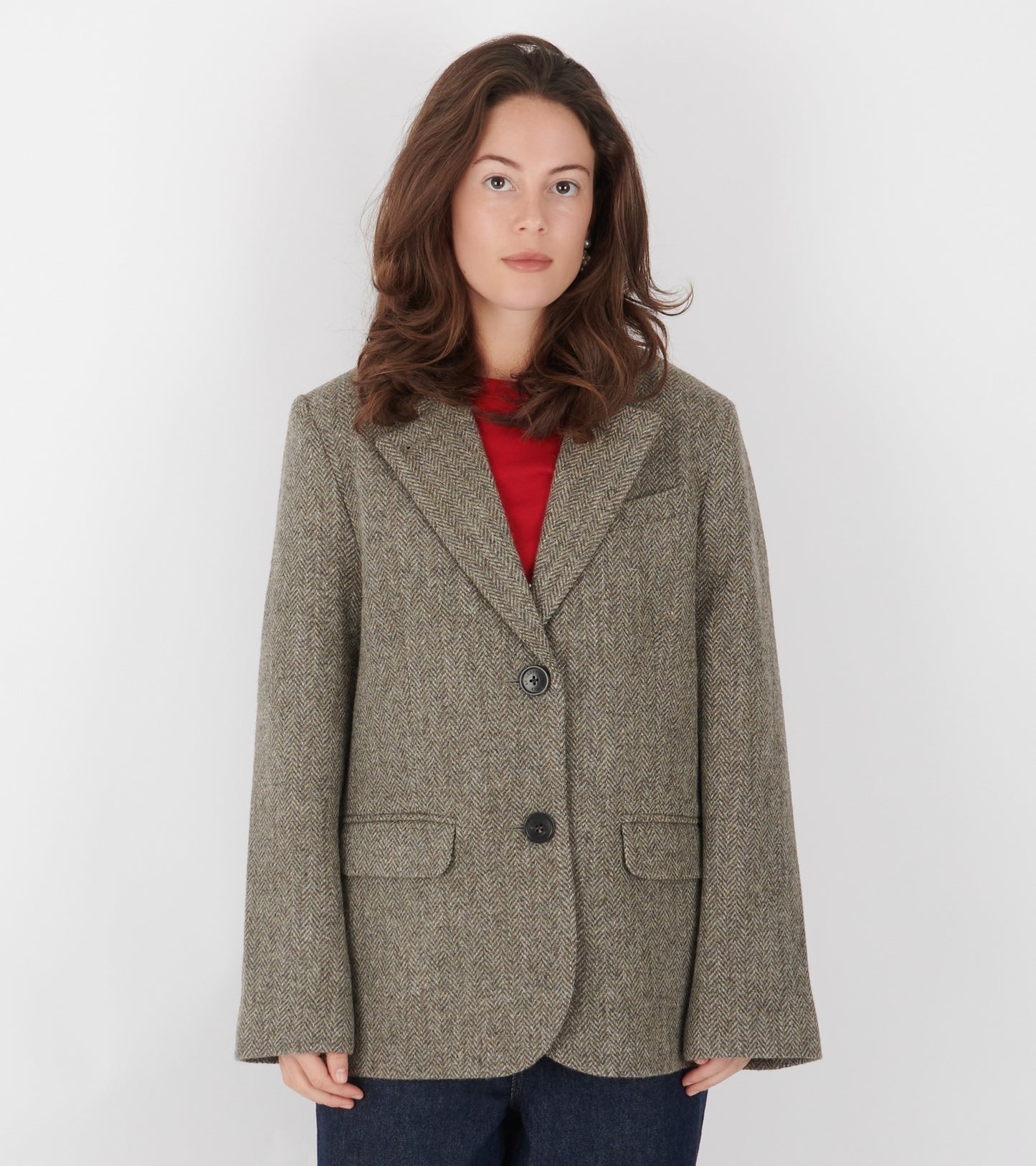 Shetland Wool Straight Blazer Brown