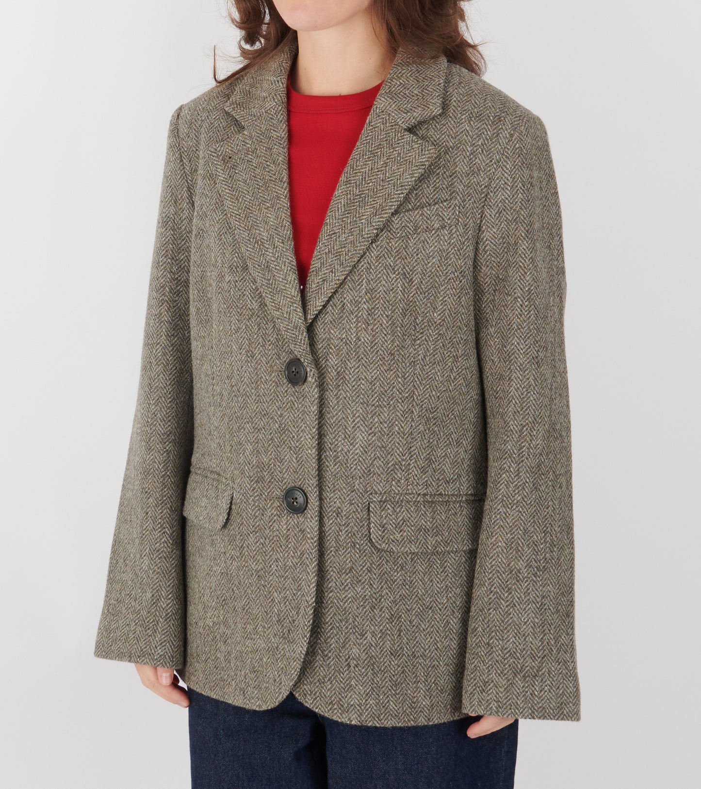 Shetland Wool Straight Blazer Brown