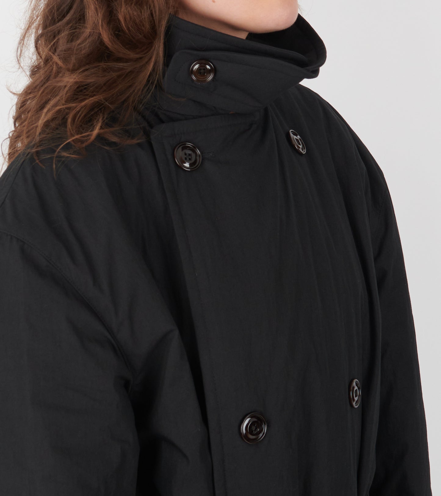W Duvet Trench Black Tide Cotton Nylon