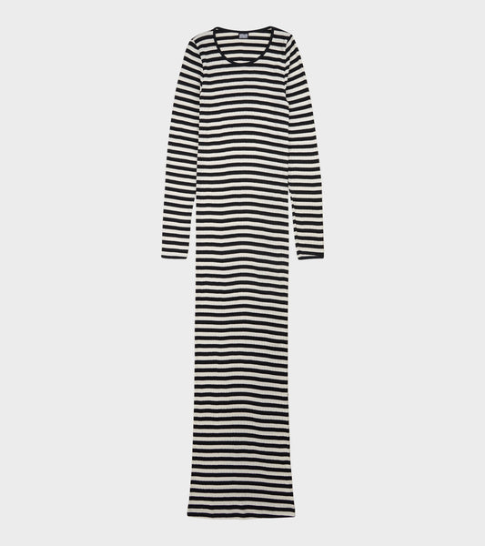 101 Long John Rib Dress Black/Ecru