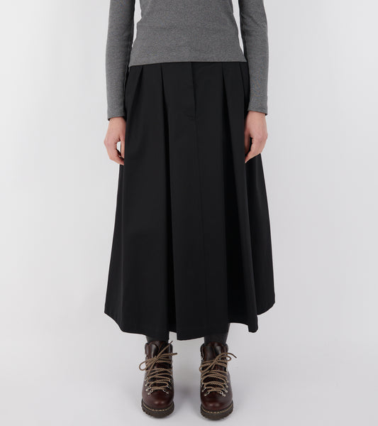 Pleated Cotton Canvas Skirt Black