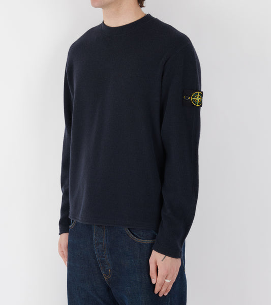 Rib Nylon Wool Blend Knit Dark Navy