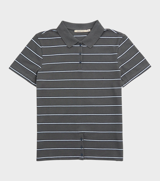 Julieta Striped S/S Polo Dark Grey