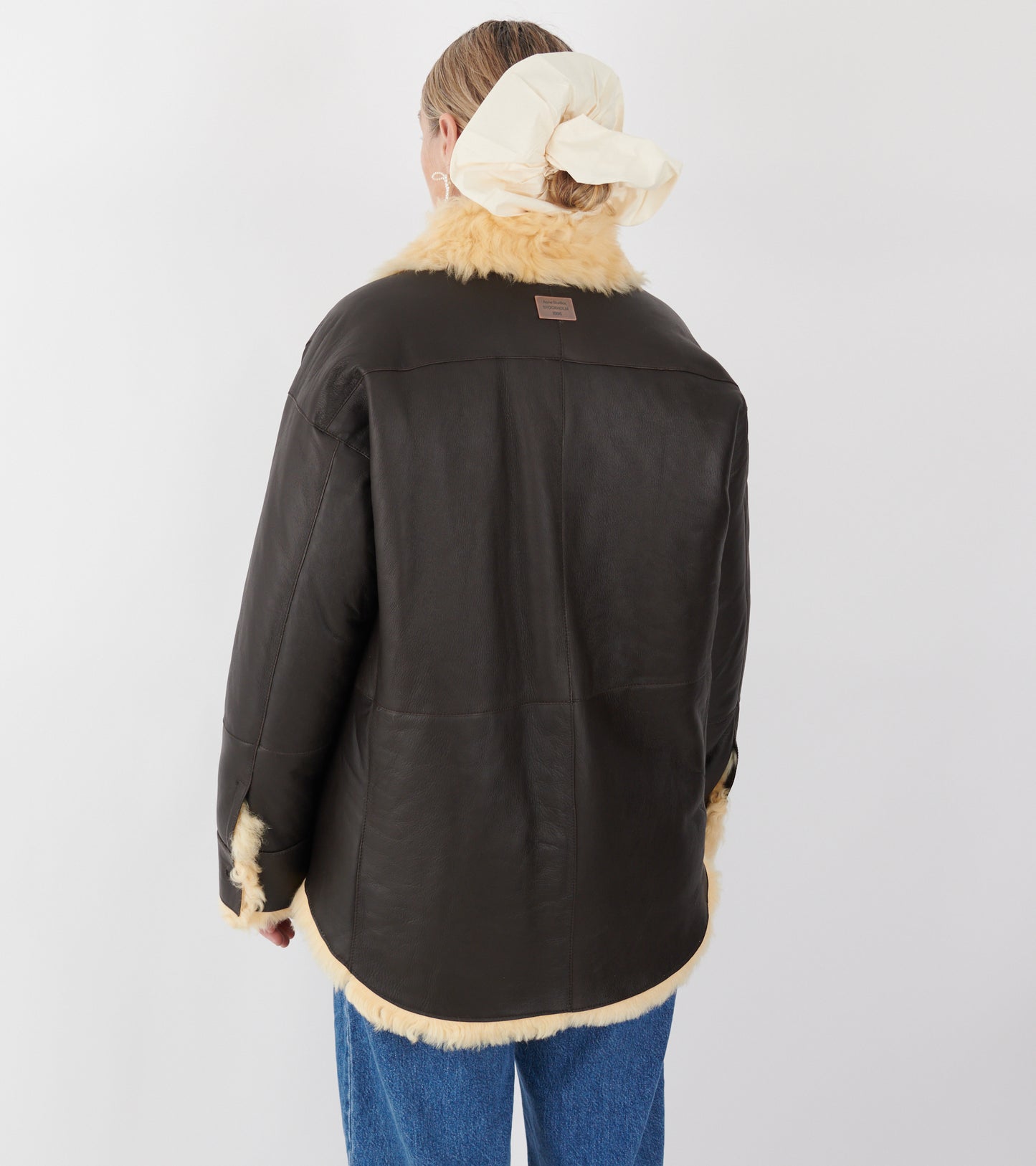 Shearling Shirt Jacket Coffee Brown/Pale Yellow