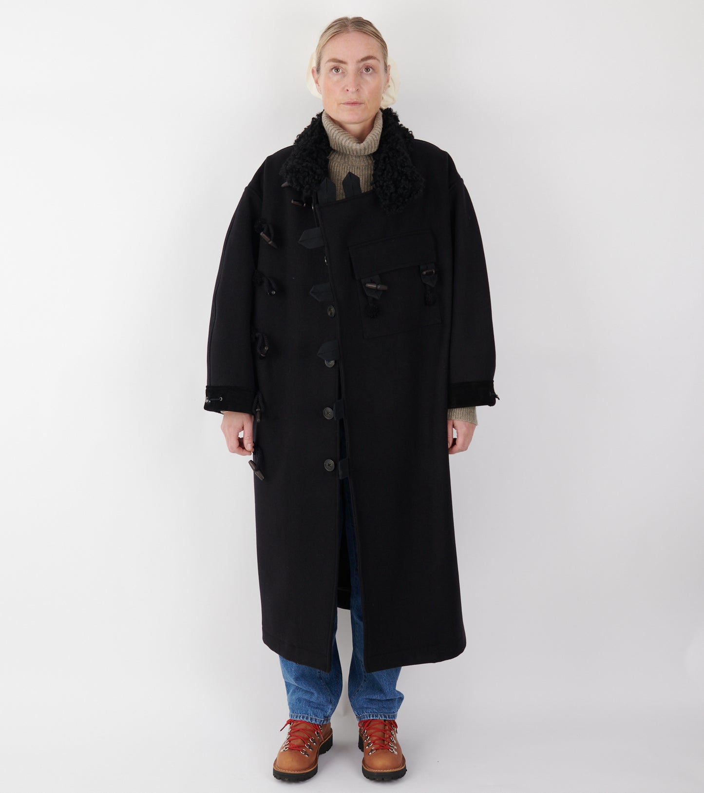 Hainsworth Wool Officer Coat Black
