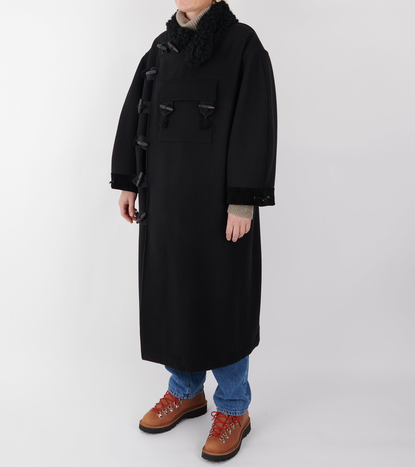 Hainsworth Wool Officer Coat Black