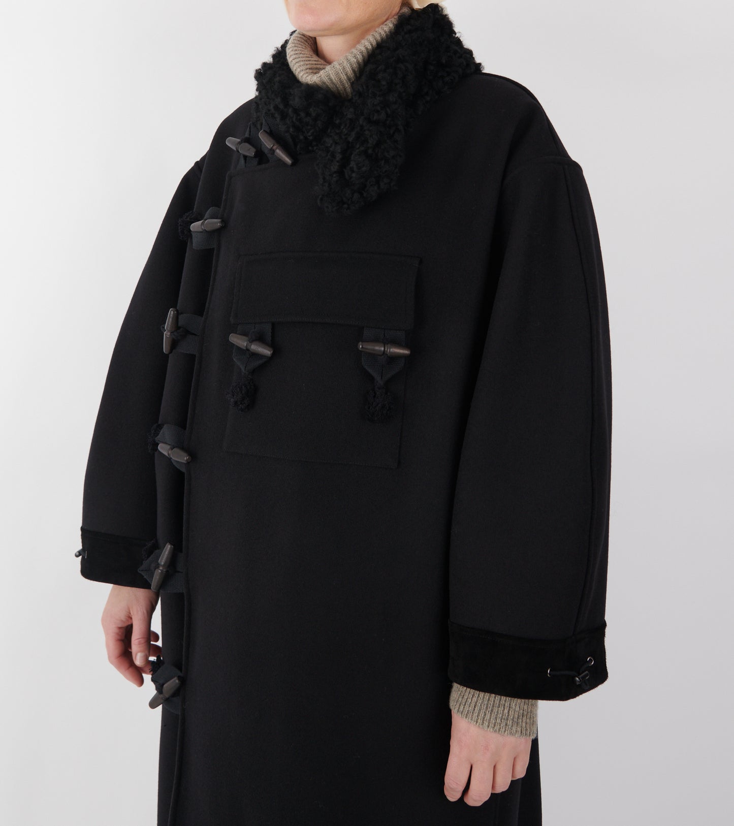 Hainsworth Wool Officer Coat Black
