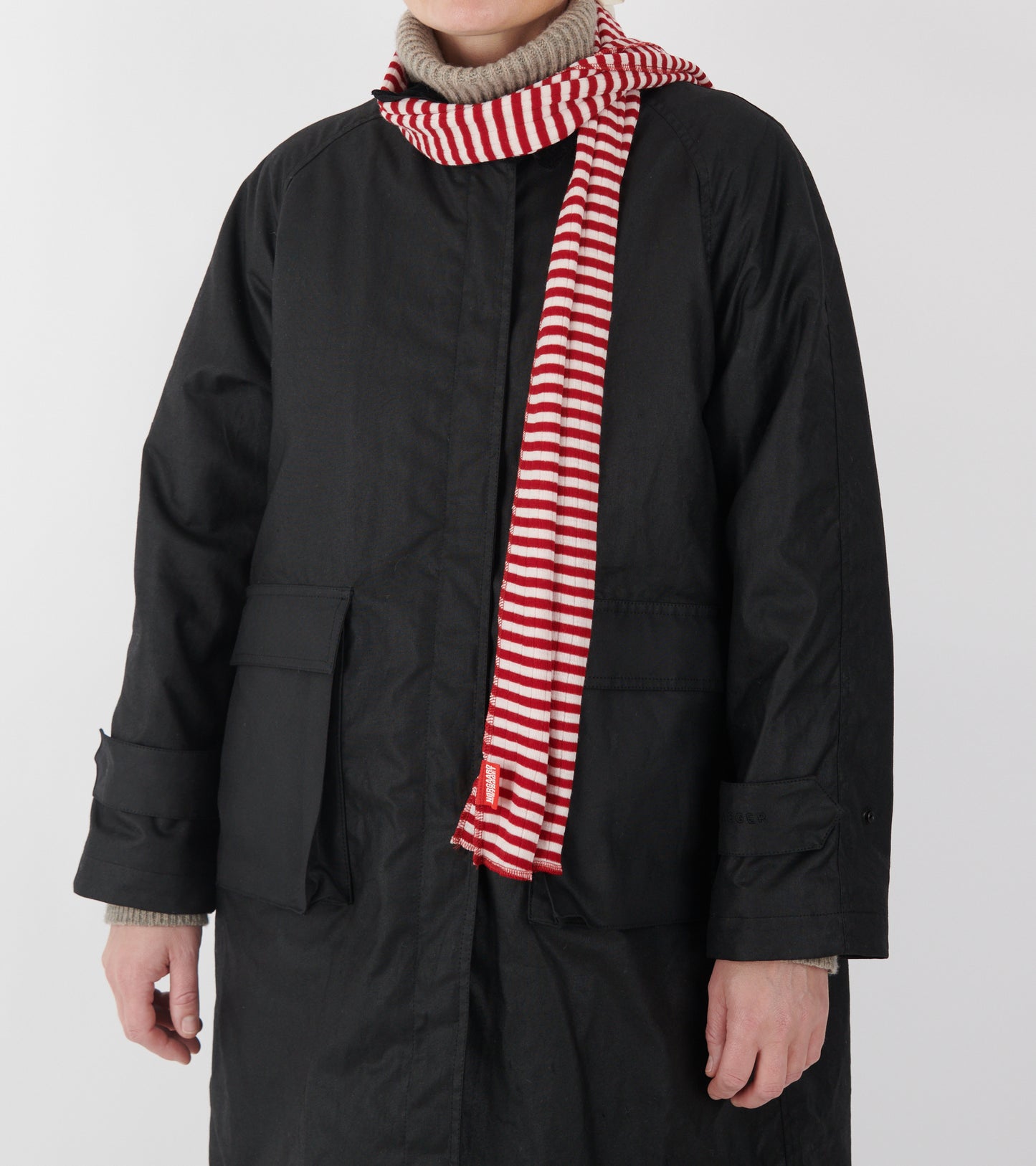 Scarf Interlock Wool Red/Ecru