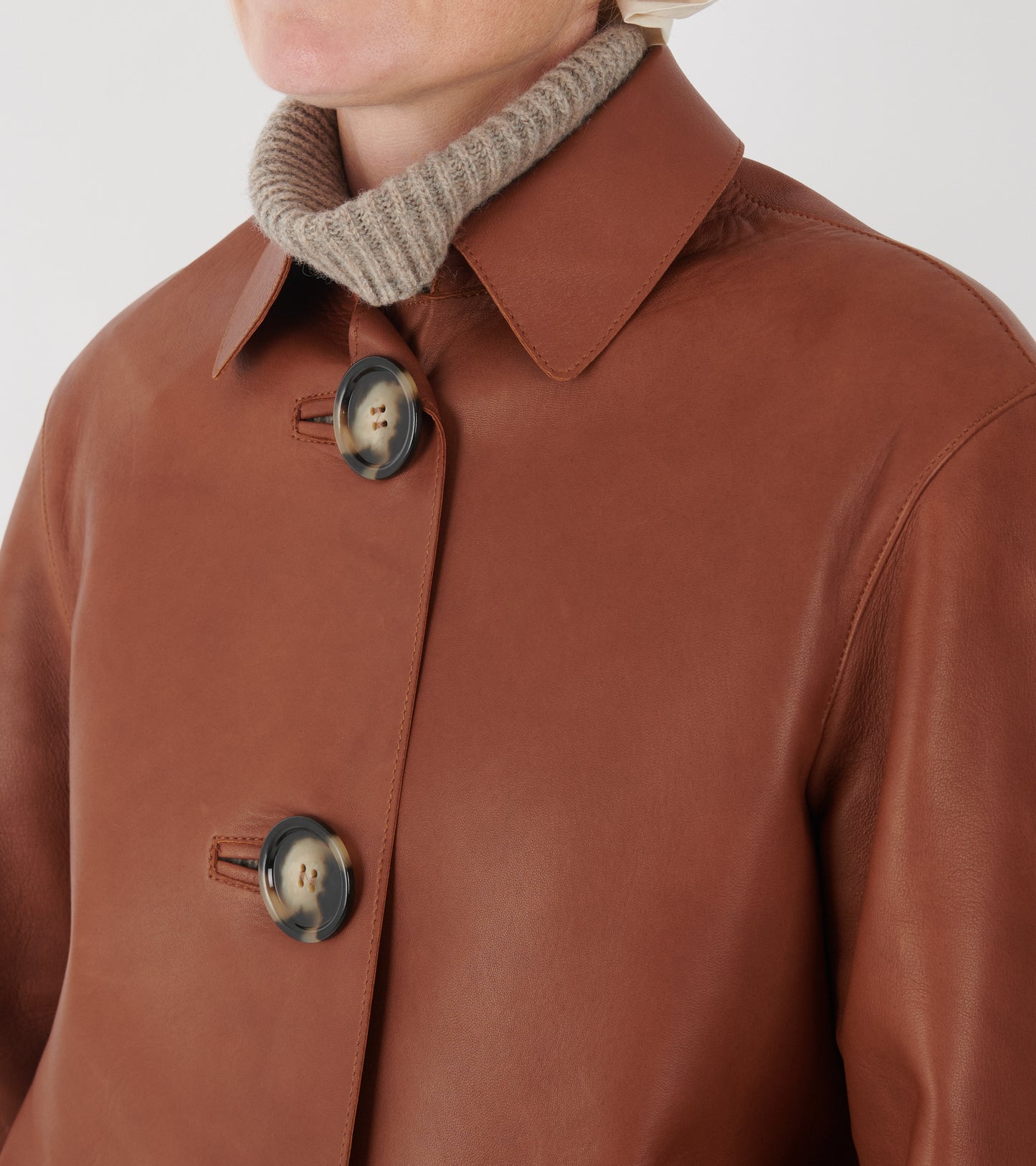 Leather Coat Cognac Brown