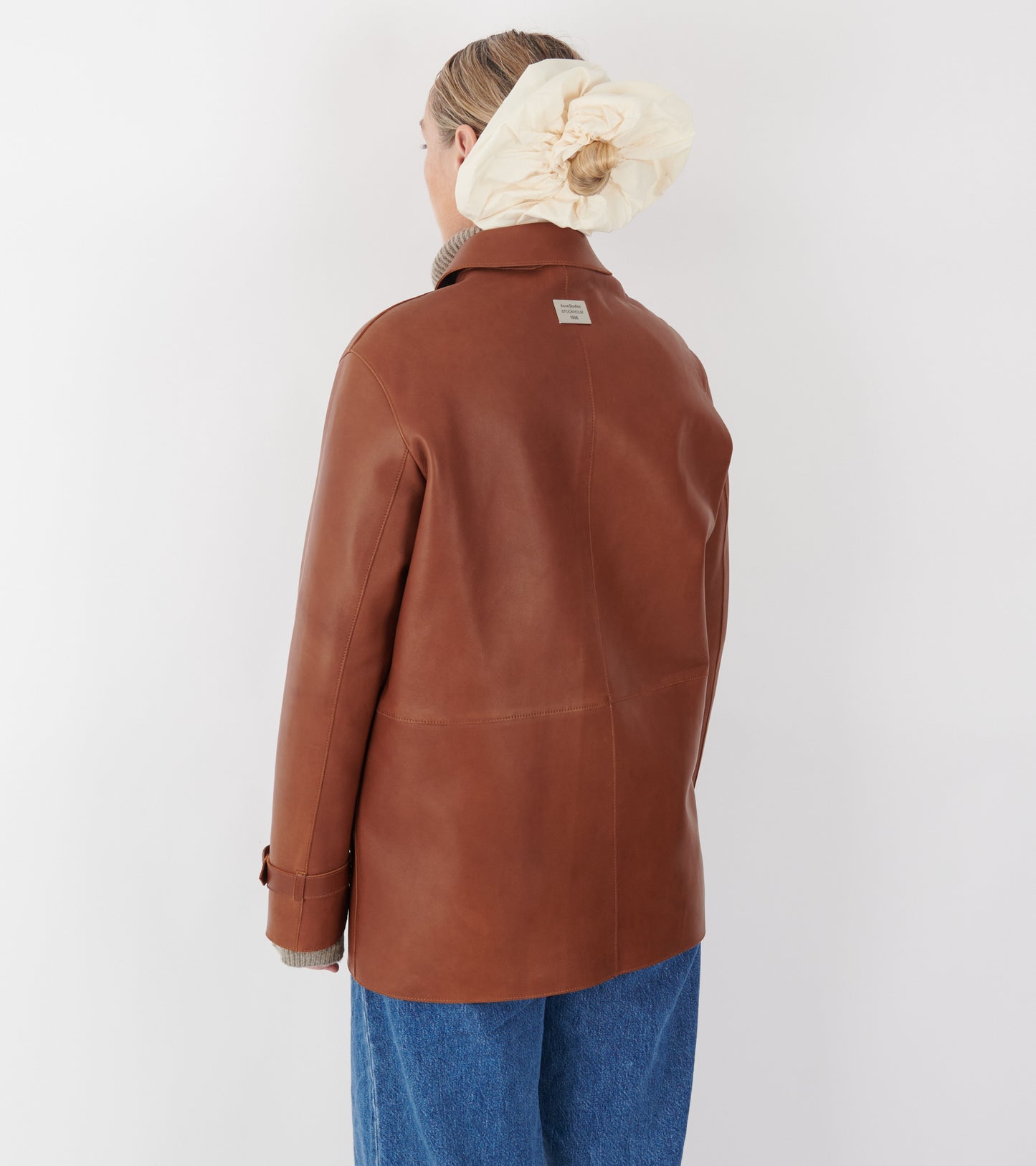 Leather Coat Cognac Brown