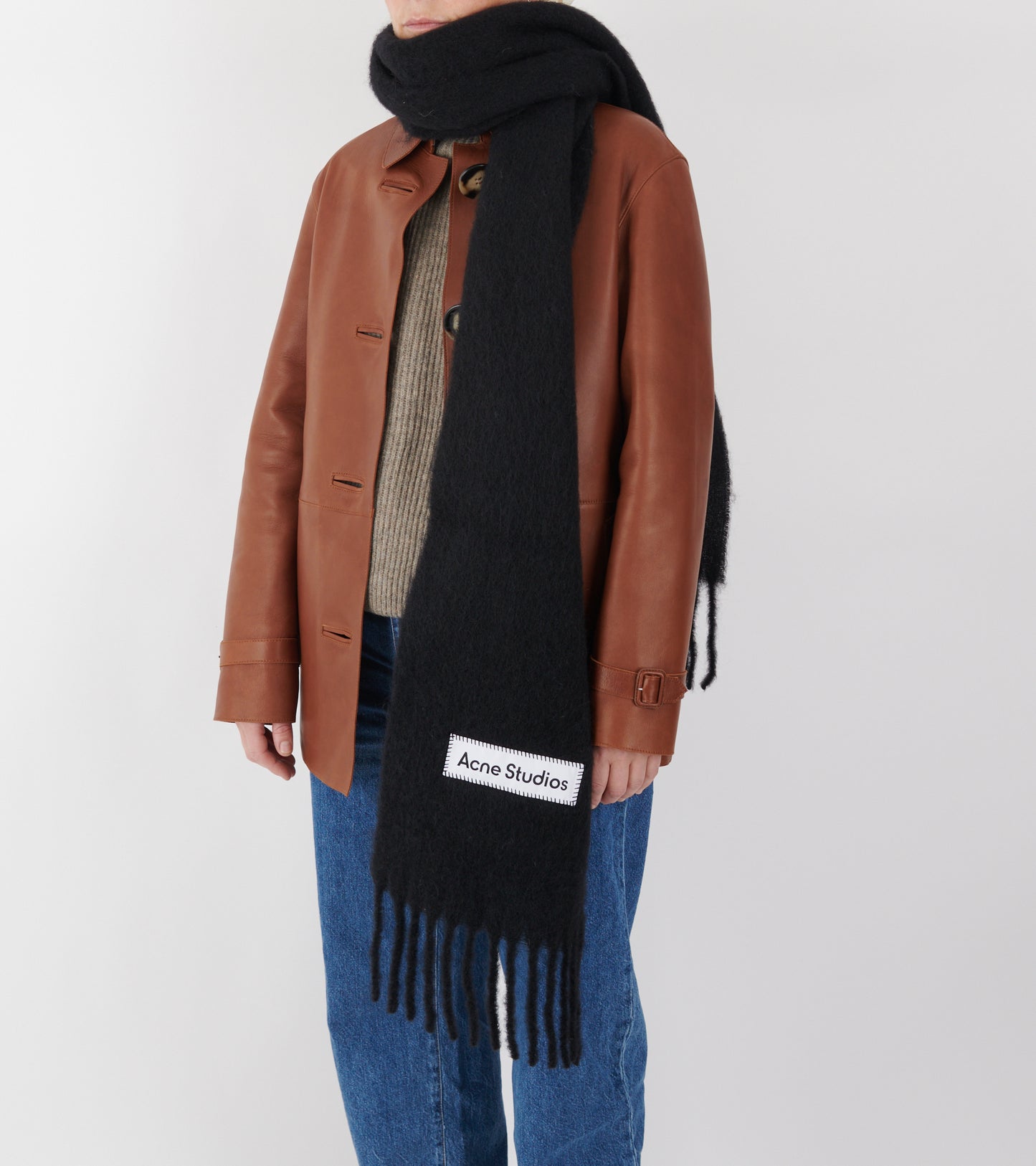 Wool Logo Scarf Black