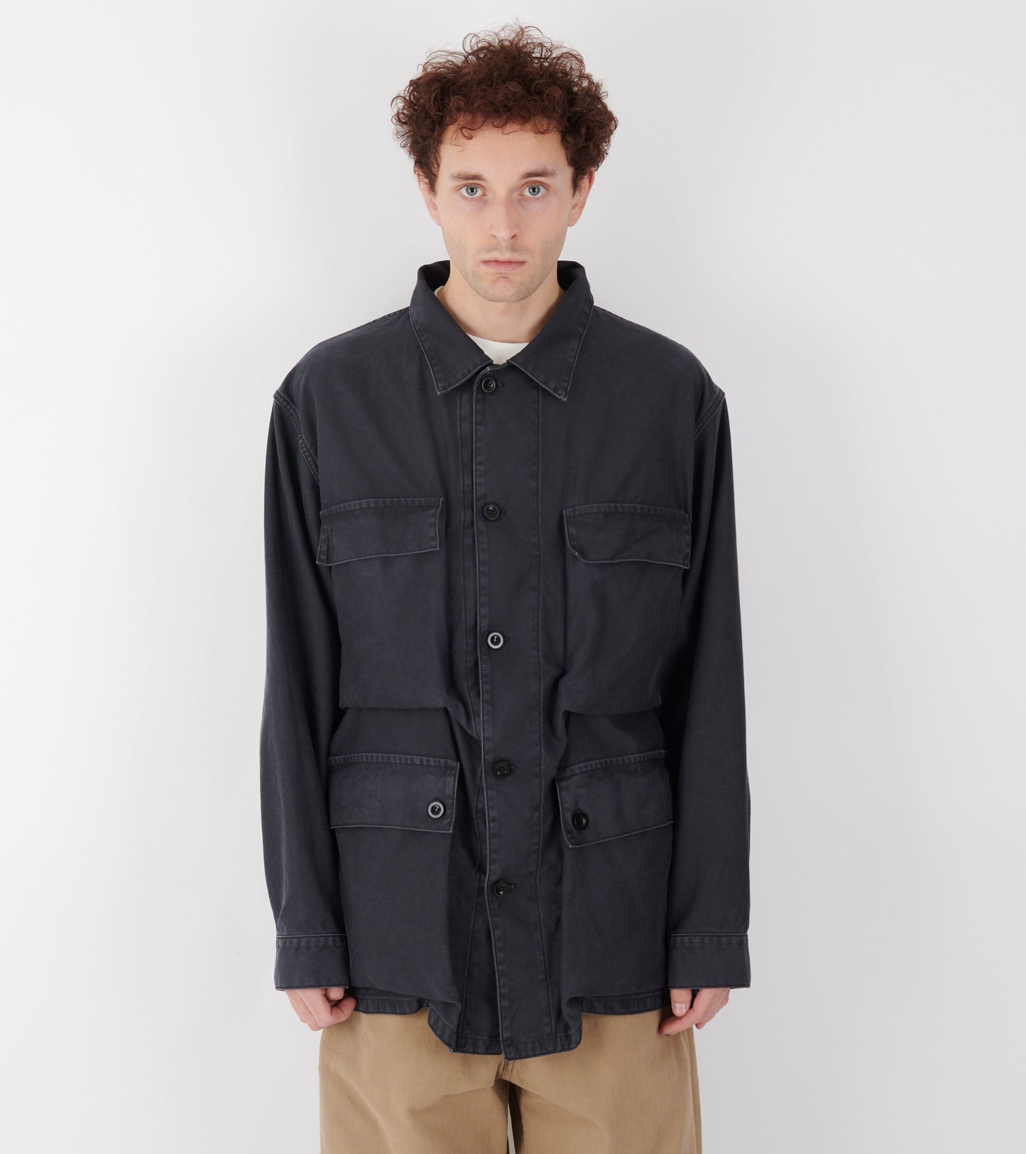 Cotton Caban Jacket Black