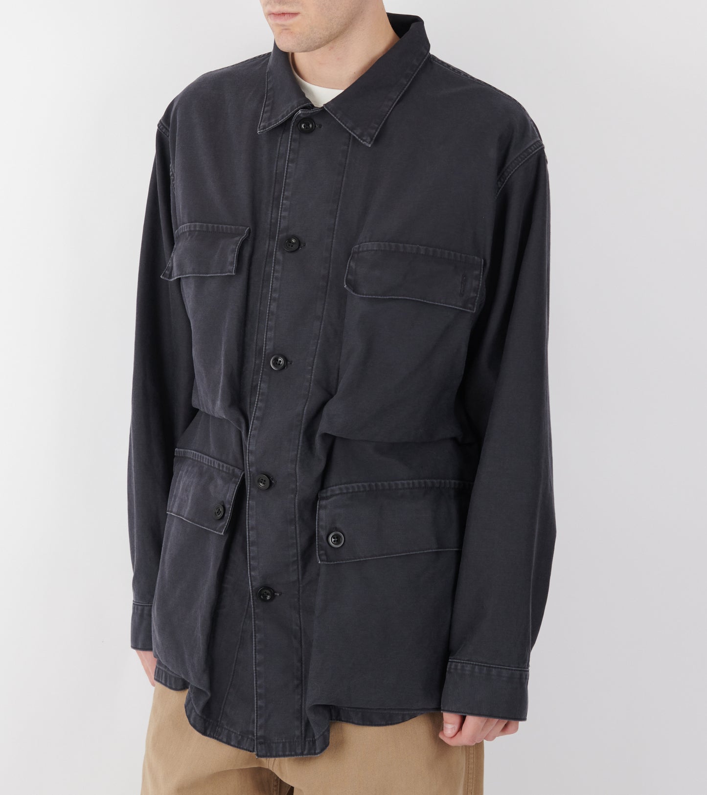Cotton Caban Jacket Black