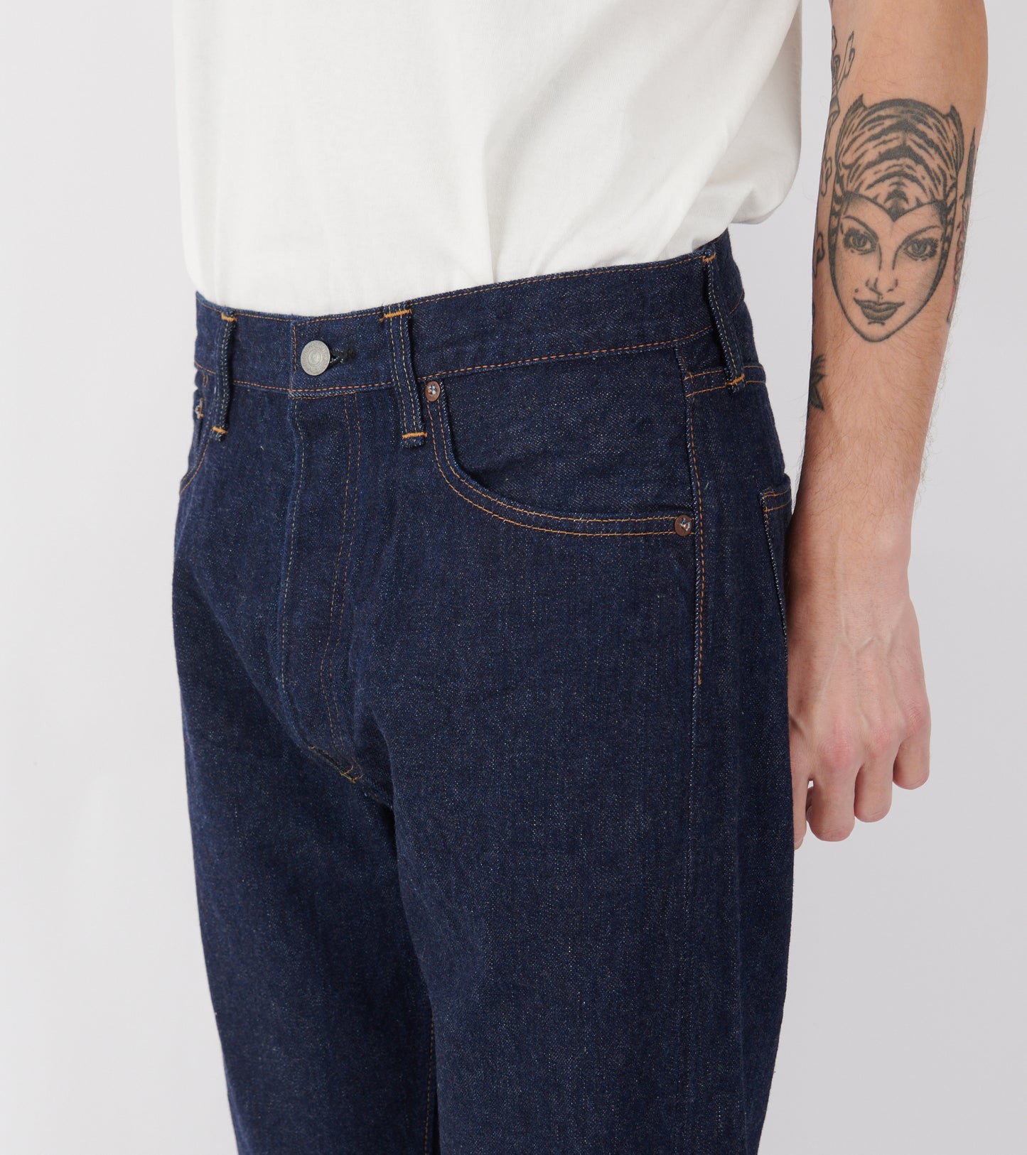 The 1950s Selvedge Denim Jeans One Wash Dark Blue
