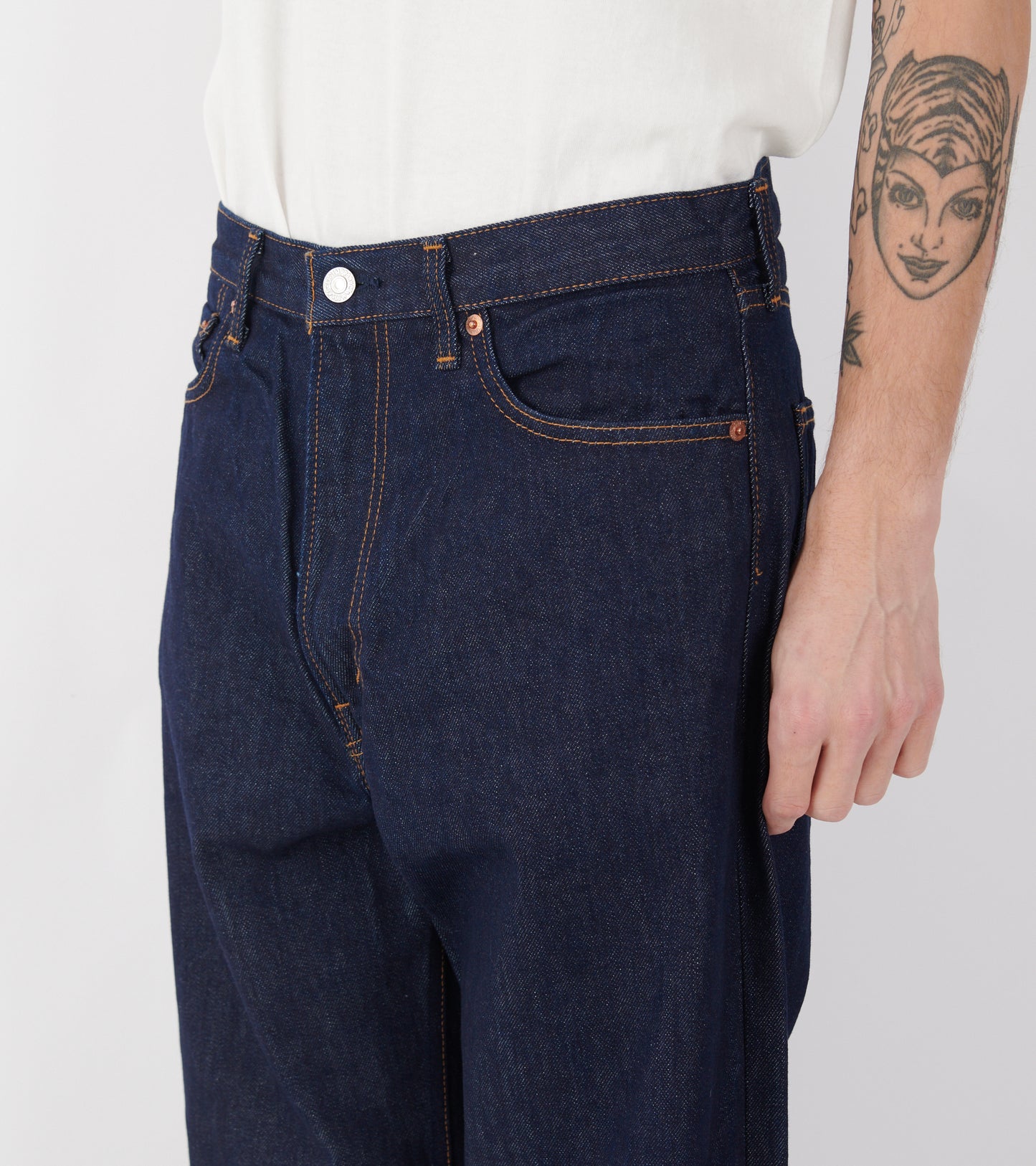 101 Dad Fit Denim Jeans One Wash Rigid Blue